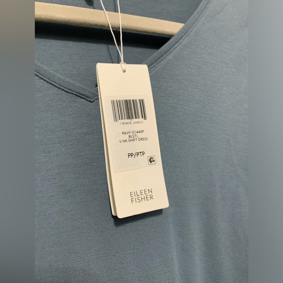 Eileen Fisher Viscose Stretch Jersey 3/4 Sleeve V-Neck Dress new with tags - Picture 6 of 8